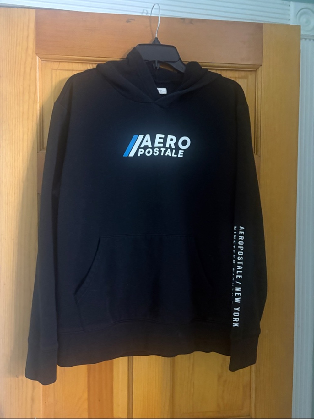 Aeropostale Black Hoodie with Blue & White Logo